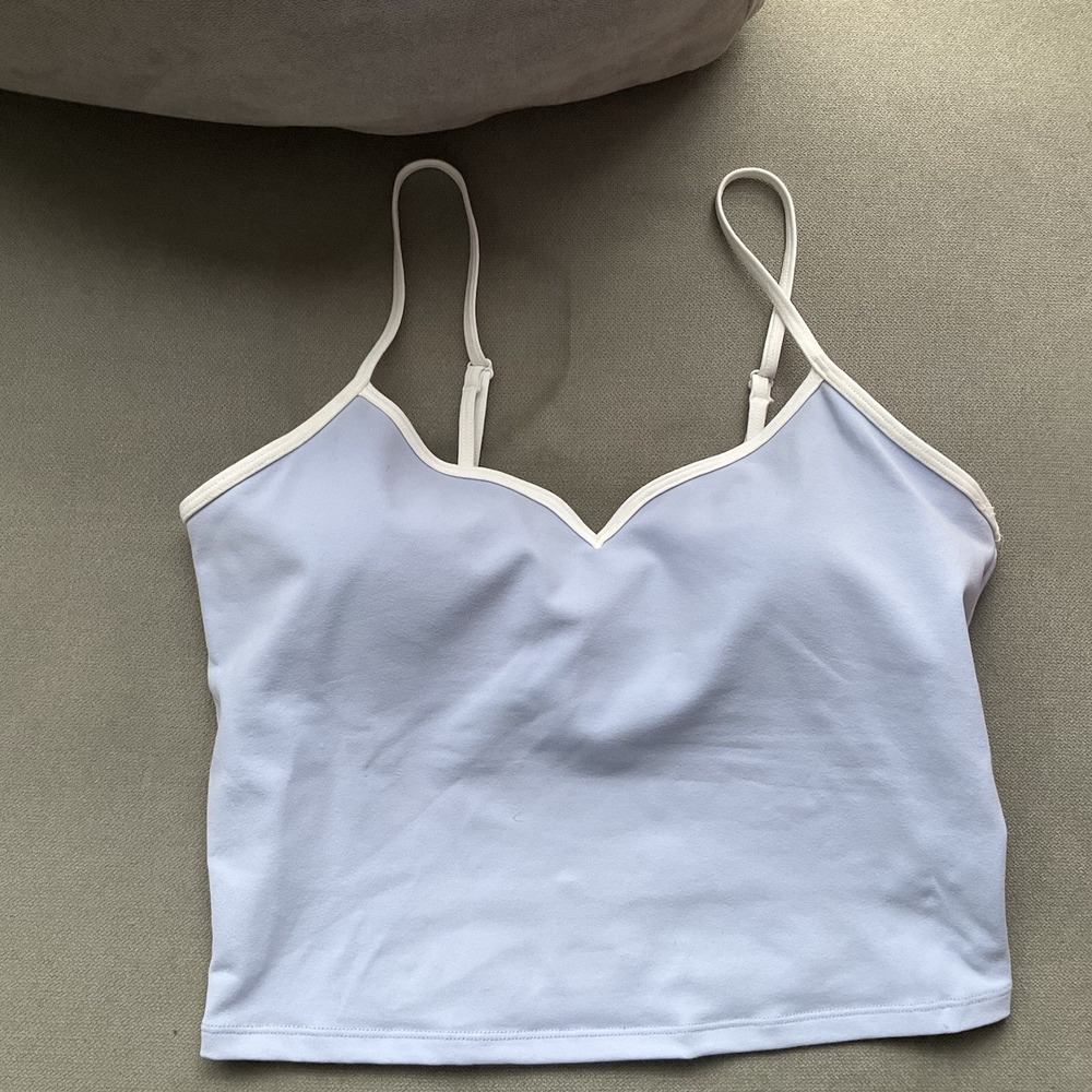 Alo Yoga Airbrush Refined Bra Tank Light Provence Blue/White M - Picture 12 of 16